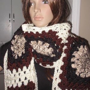 Beautiful Scarf Browns White Tan Extra Long READY TO SHIP